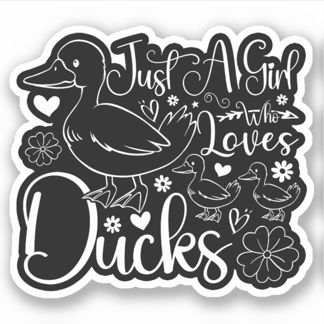 Nur ein Mädchen, das Niedliche Enten Lieben Enten  Aufkleber (Vorderseite)