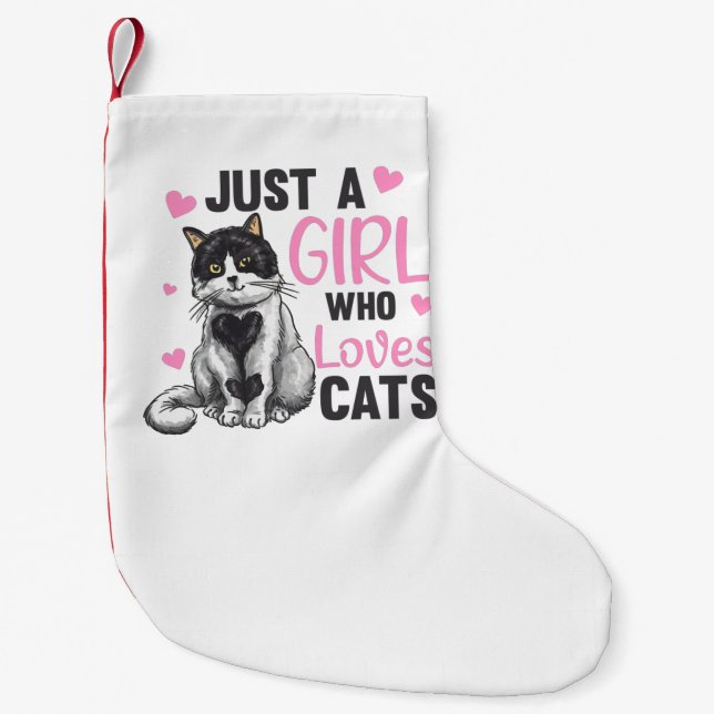 Nur ein Mädchen, das Niedliche Tiere Liebe Katzen  Kleiner Weihnachtsstrumpf (Vorderseite)