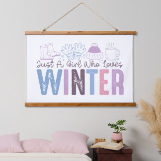 Nur ein Mädchen, das Niedliches saisonales Design  Wandteppich Mit Holzrahmen
