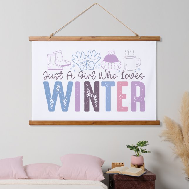 Nur ein Mädchen, das Niedliches saisonales Design  Wandteppich Mit Holzrahmen (Schlafzimmer)