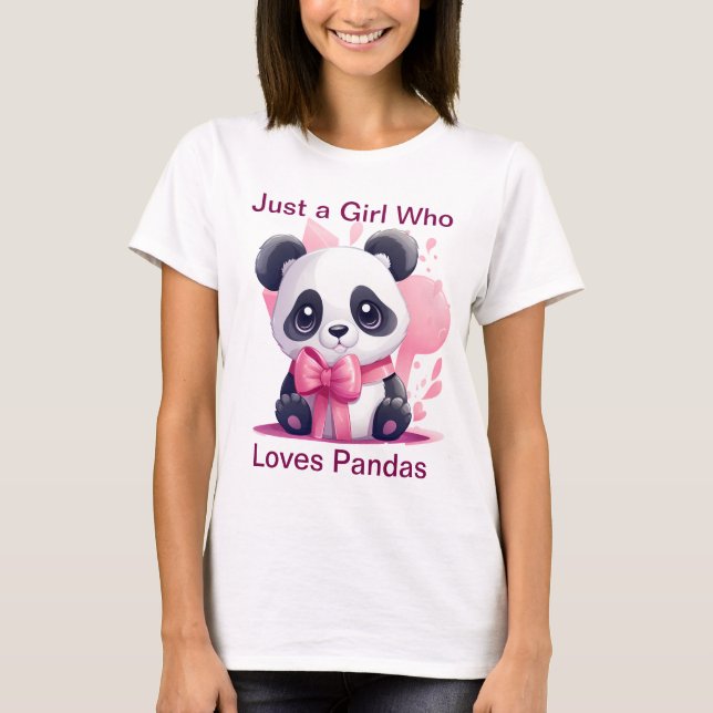 Nur ein Mädchen, das Pandas Lieben - Niedliche Fra T-Shirt (Vorderseite)