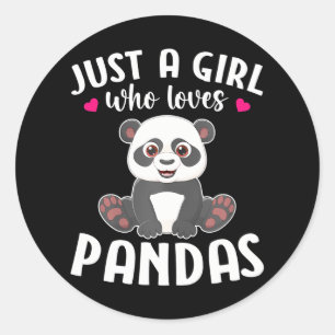 Nur ein Mädchen, das Pandas Niedlich Panda Lieben Runder Aufkleber