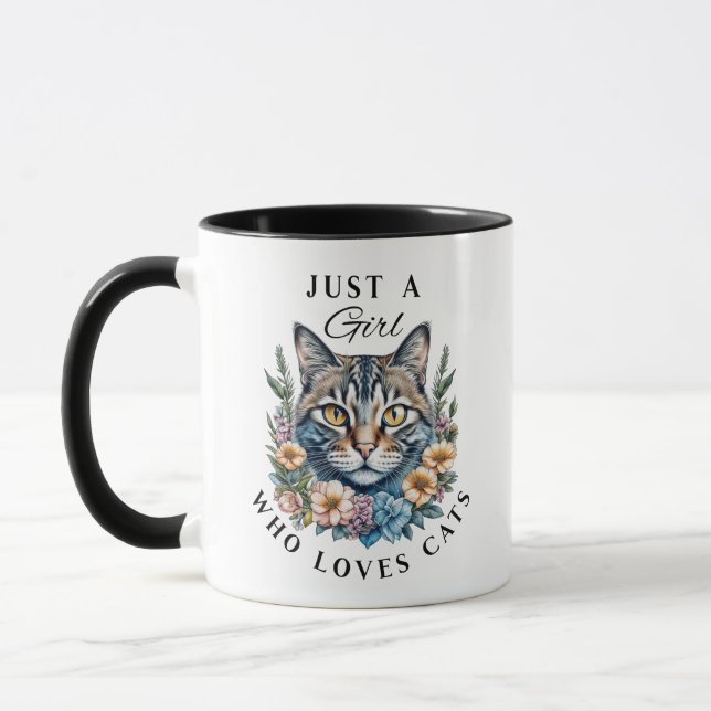 Nur ein Mädchen, das Personalisierte Katzen Liebe Tasse (Links)