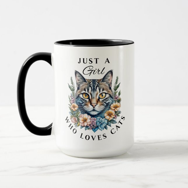 Nur ein Mädchen, das Personalisierte Katzen Liebe Tasse (Links)