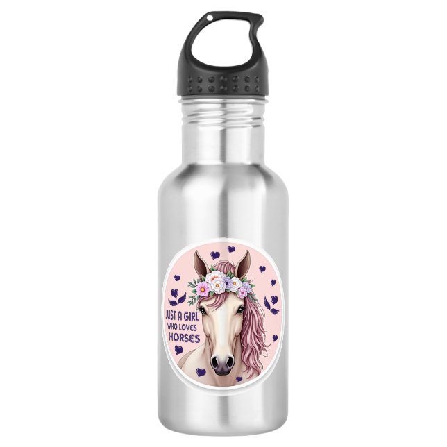 Nur ein Mädchen, das Pferde Liebe (2) Edelstahlflasche (Vorderseite)