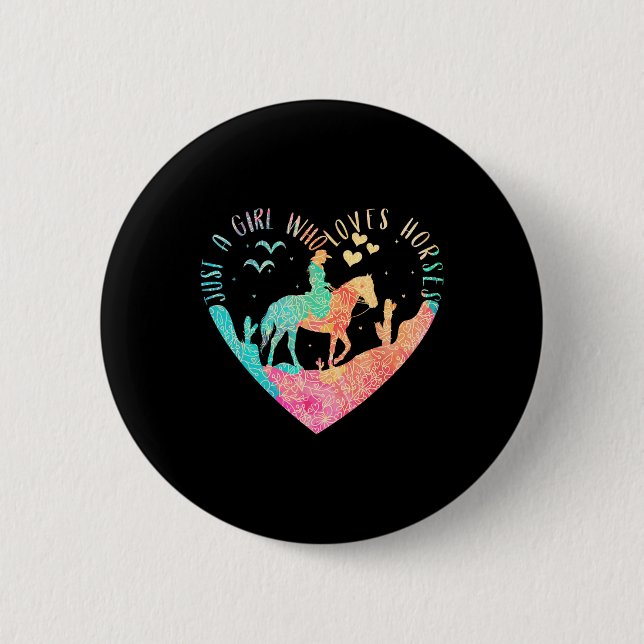Nur ein Mädchen, das Pferde Liebe Button (Vorderseite)