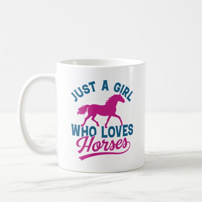 Nur ein Mädchen, das Pferde Liebe Kaffeetasse (Links)