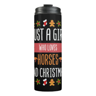 Nur ein Mädchen, das Pferde Liebe und Weihnachten  Thermosbecher