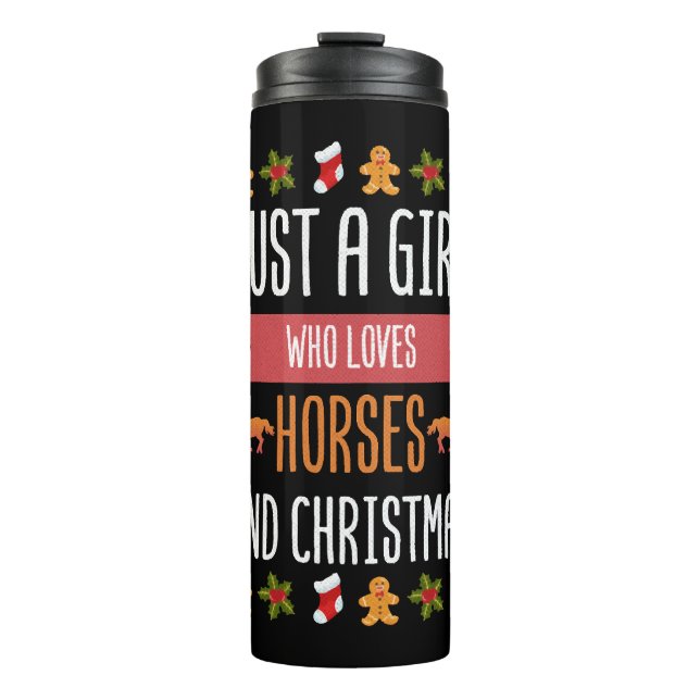 Nur ein Mädchen, das Pferde Liebe und Weihnachten  Thermosbecher (Vorderseite)