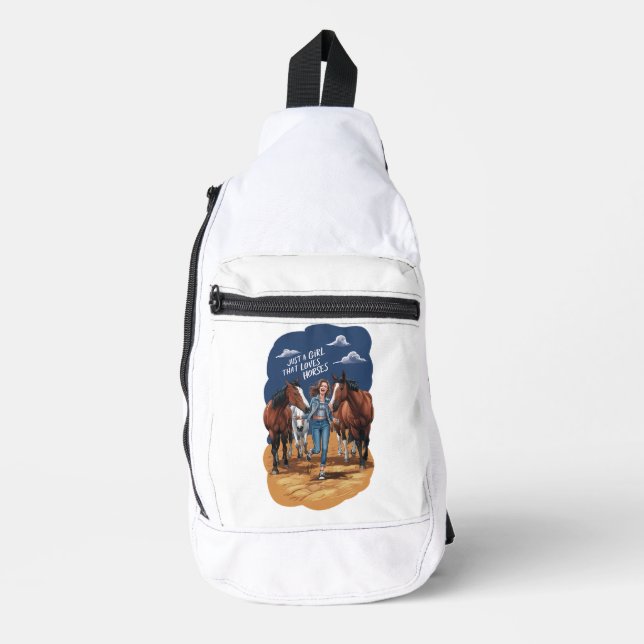 Nur ein Mädchen, das Pferde Lieben Crossbody Bag (Vorderseite)