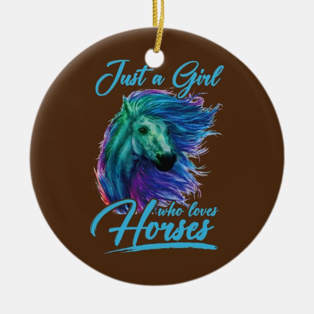 Nur ein Mädchen, das Pferde Lieben macht, Niedlich Keramik Ornament (Vorne)