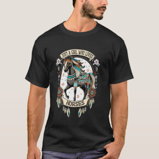 Nur ein Mädchen, das Pferde liebt Reitsport Pferde T-Shirt