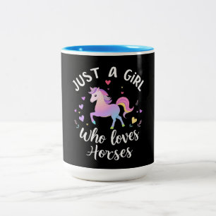 Nur ein Mädchen, das Pferde liebt Zweifarbige Tasse