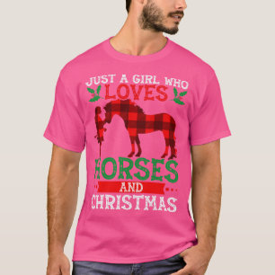 Nur ein Mädchen, das Pferde und Weihnachtspferde L T-Shirt