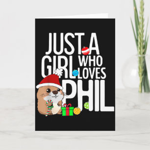 Nur ein Mädchen, das Phil Groundhog Day Weihnachte Karte