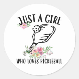 Nur ein Mädchen, das Pickleball liebt Runder Aufkleber