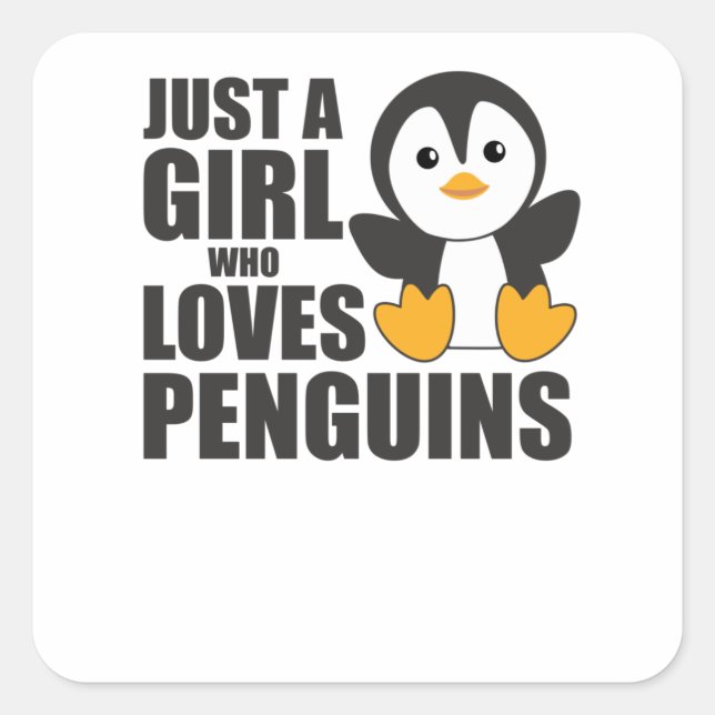 Nur ein Mädchen, das Pinguine Liebe - Niedlicher P Quadratischer Aufkleber (Vorderseite)