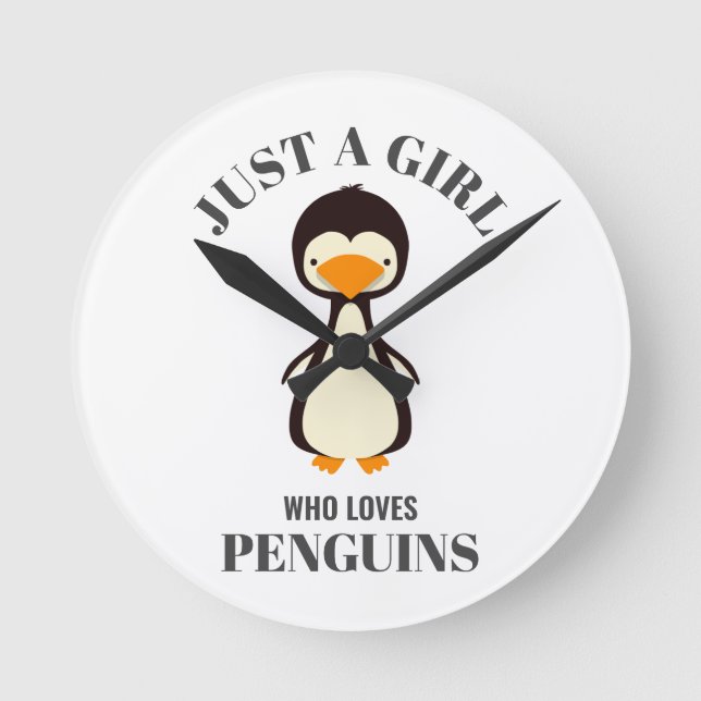 Nur ein Mädchen, das Pinguine Liebe Runde Wanduhr (Vorderseite)