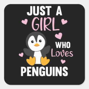Nur ein Mädchen, das Pinguine Niedliches Pinguinhe Quadratischer Aufkleber