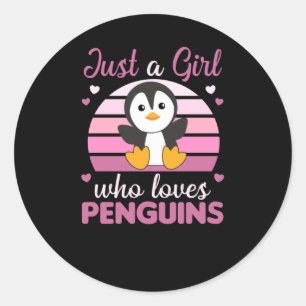 Nur ein Mädchen, das Pinguine Niedliches Pinguinhe Runder Aufkleber