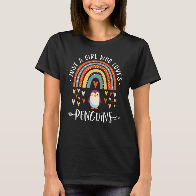 Nur ein Mädchen, das Pinguine Rainbow Pinguin Lieb T-Shirt (Vorderseite)