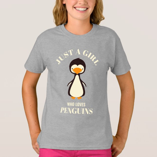Nur ein Mädchen, das Pinguine T - Shirt Lieben (Vorderseite)