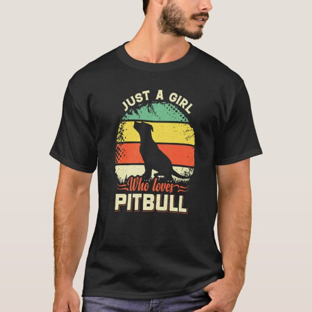 Nur ein Mädchen, das Pitbull mit Retro für Vater L T-Shirt (Vorderseite)