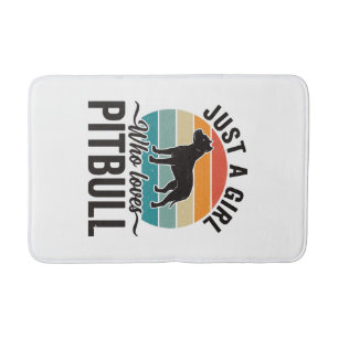 Nur ein Mädchen, das Pitbull Vintage-Hundedesign l Badematte