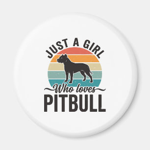 Nur ein Mädchen, das Pitbull Vintage-Hundedesign l Magnet