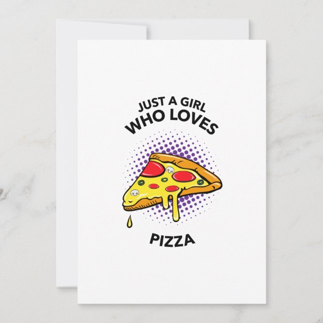 Nur ein Mädchen, das Pizza-Lieben mit lustigen ita (Vorderseite)