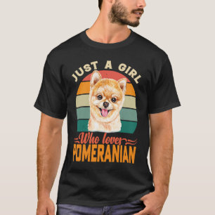 Nur ein Mädchen, das Pomeranian-Hund Retro-Vintage T-Shirt