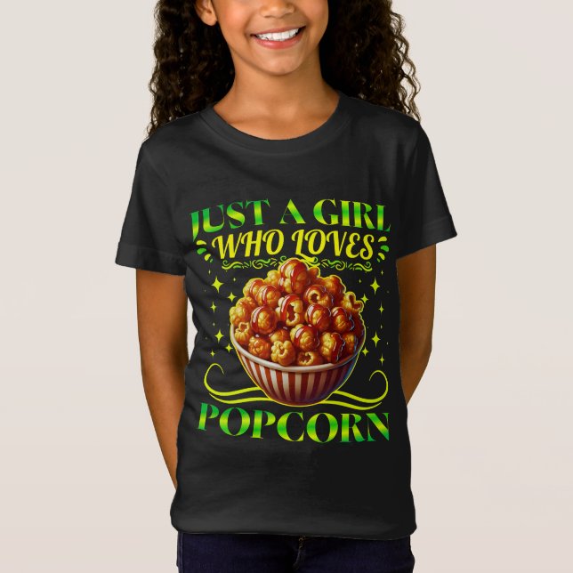 Nur ein Mädchen, das Popcorn Liebe T-Shirt (Vorderseite)