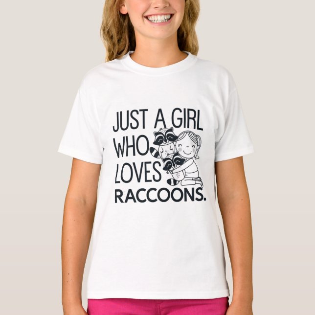 Nur ein Mädchen, das Raccoons Lieben: Spaß & Charm T-Shirt (Vorderseite)