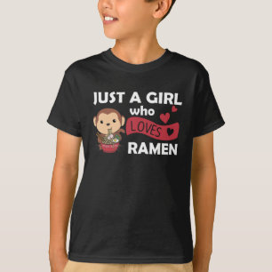 Nur ein Mädchen, das Ramen und Affen Liebe T-Shirt