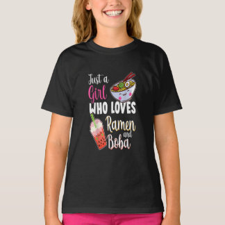 Nur ein Mädchen, das Ramen und Boba Anime-Blase Li T-Shirt