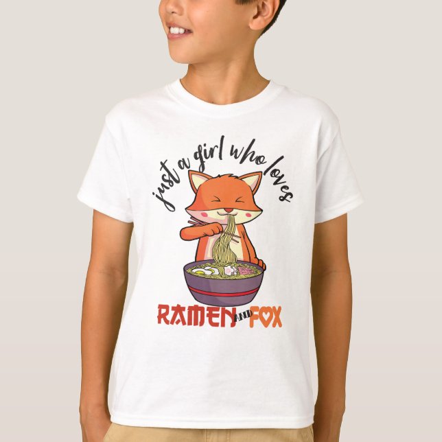 Nur ein Mädchen, das Ramen und Fox Lieben T-Shirt (Vorderseite)