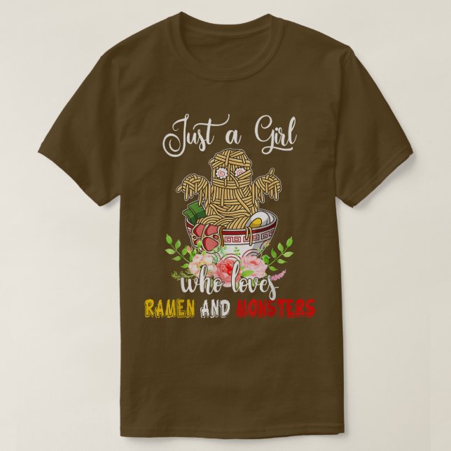 Nur ein Mädchen, das Ramen und Monster-Blume Liebe T-Shirt (Design vorne)