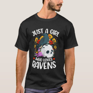 Nur ein Mädchen, das Raven Ästhetik-Blumen-Rabe li T-Shirt