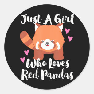 Nur ein Mädchen, das Red Pandas mit dem Herzen Lie Runder Aufkleber