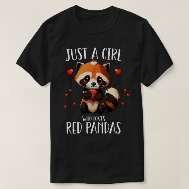 Nur ein Mädchen, das Red Pandas T-Shirt Lieben Gir (Design vorne)