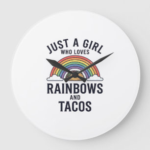 Nur ein Mädchen, das Regenbögen und Tacos liebt T- Große Wanduhr