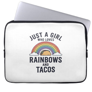 Nur ein Mädchen, das Regenbögen und Tacos liebt T- Laptopschutzhülle