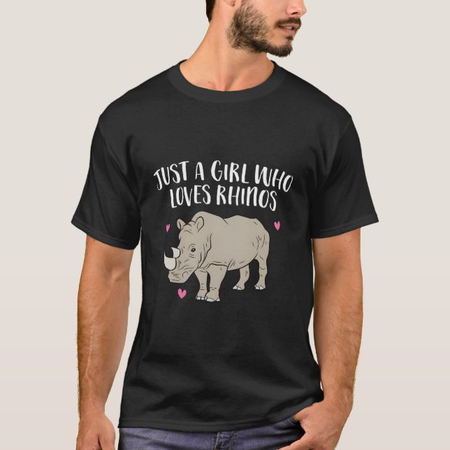 Nur ein Mädchen, das Rhinos Niedlich Rhinoceros Lo T-Shirt (Vorderseite)