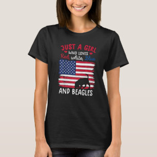 Nur ein Mädchen, das rot-weiß-blauen Beagle USA F T-Shirt
