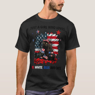 Nur ein Mädchen, das Rot-Weiße-Katzen Sonnenblumen T-Shirt