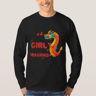Nur ein Mädchen, das rote Drachen Liebe, fällt in T-Shirt