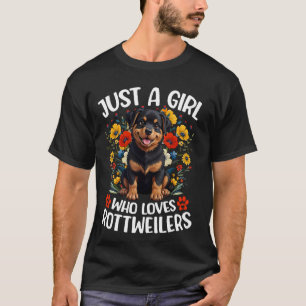 Nur ein Mädchen, das Rottweiler Ästhetische Blumen T-Shirt