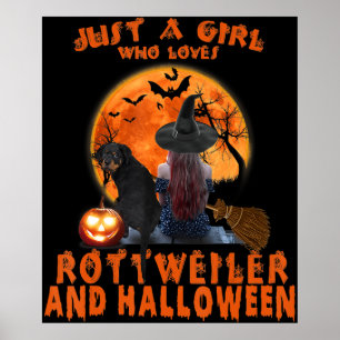 Nur ein Mädchen, das Rottweiler Liebe Hund und Hal Poster