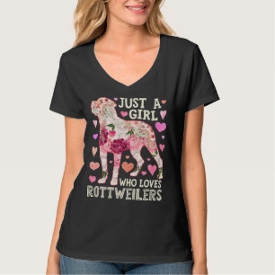 Nur ein Mädchen, das Rottweilers Blume Liebe T-Shirt