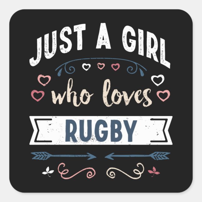 Nur ein Mädchen, das Rugby Funny Geschenke Lieben Quadratischer Aufkleber (Vorderseite)